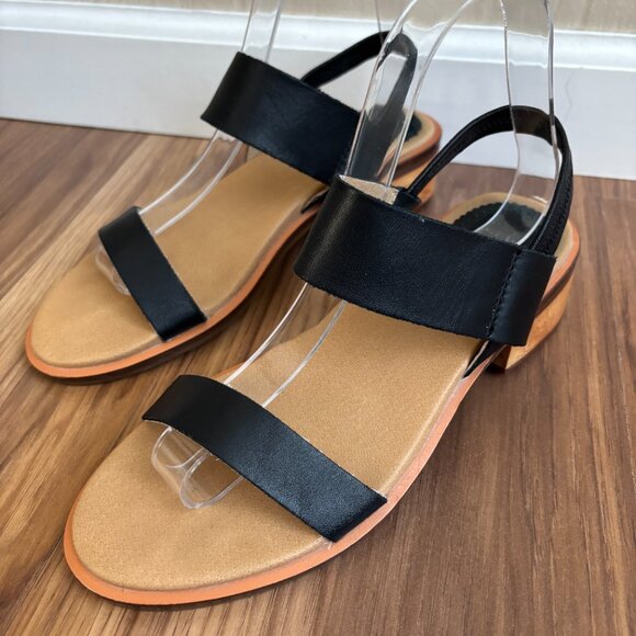 Latigo Shoes - Anthropologie Leather Essential Black Latigo Halo Block Heel Sandals